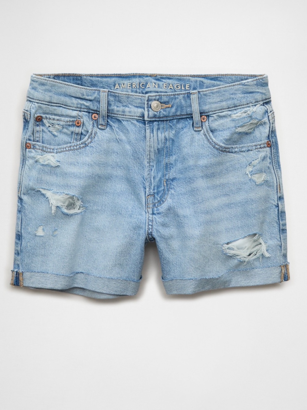 American Eagle Curvy Ripped Super High Waisted Strigid Relaxed Shorts